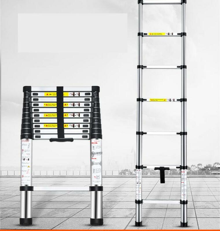 Escalera telescópica portátil de aleación de aluminio engrosada, escalera recta telescópica de una cara, 2 metros, escalera plegable de 7 escalones