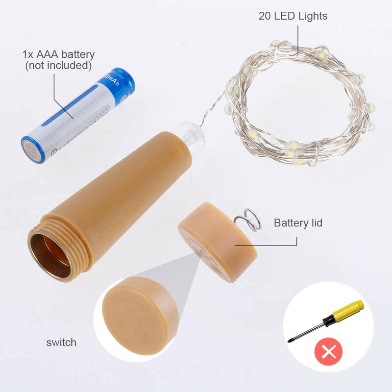 20 Pcs Wine Bottle Lights With Cork LED String Light Copper Wire Fairy Garland Lights Christmas Holiday Party Wedding Decoration