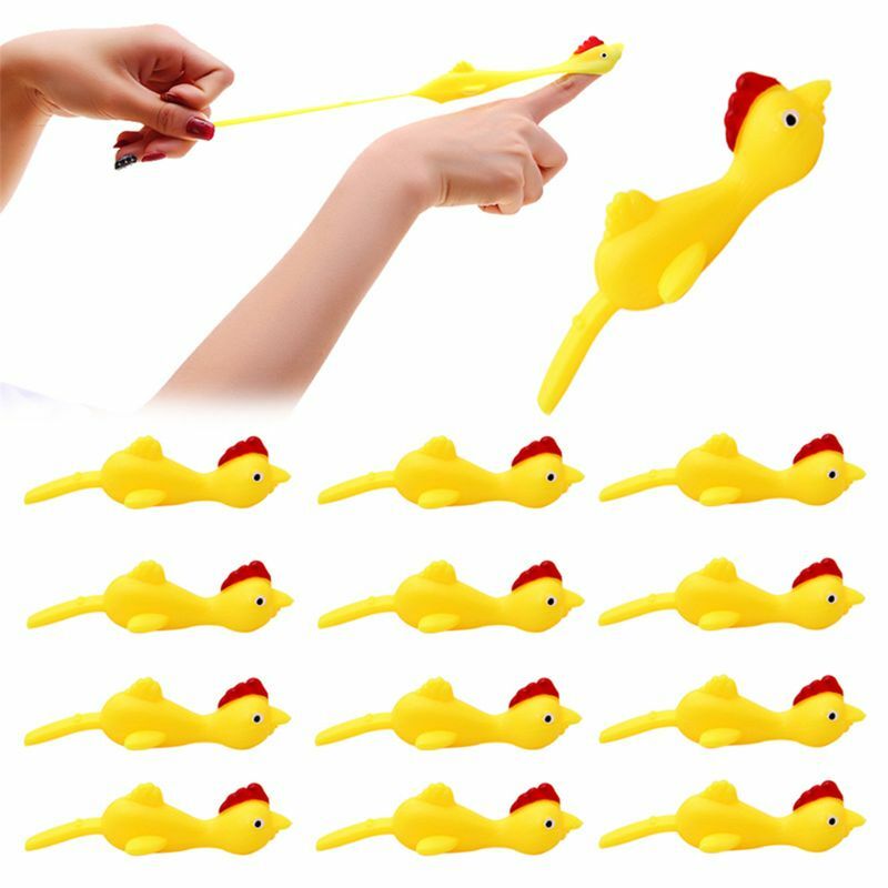 Pássaros de dedo divertidos 3 peças, brinquedos de novidade engraçados piada galinha de borracha elástica voando peru lembranças de festa