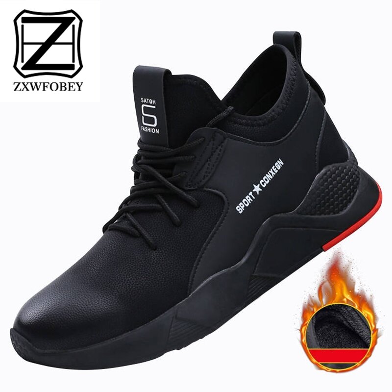 ZXWFOBEY-zapatos informales de piel para hombre, zapatillas de invierno impermeables, transpirables, con cordones