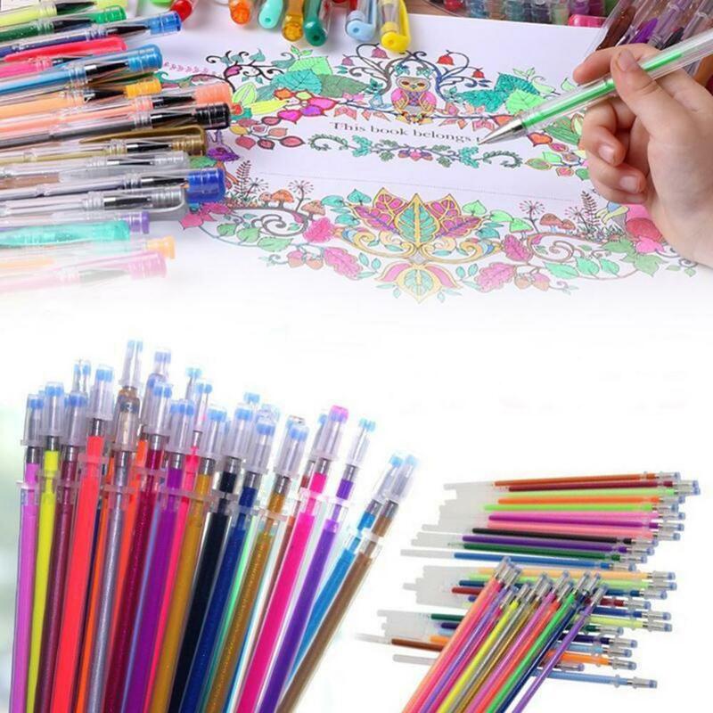 Recharges de stylos à Gel 12/24/36/48 couleurs, marqueurs artisanaux de coloriage à paillettes pour dessin et peinture, fournitures scolaires, cadeau pour enfants