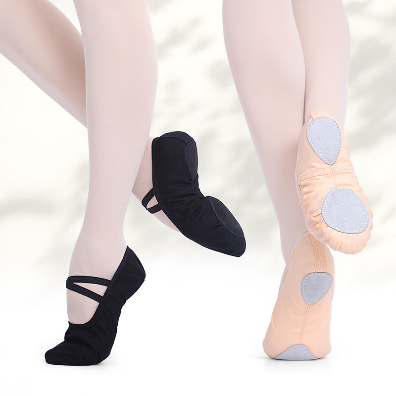 Scarpe da balletto da donna pantofole da ballo per ragazze in tela suola divisa ginnastica scarpe da ballo per Yoga scarpe da Ballerina per adulti per bambini