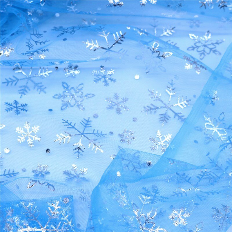 Tecido De Lantejoula De Floco De Neve Azul, Vestido De Princesa De Organza, Decorações Do País Das Maravilhas Do Inverno, Material De Natal, DIY Party Decor, 1.55 m