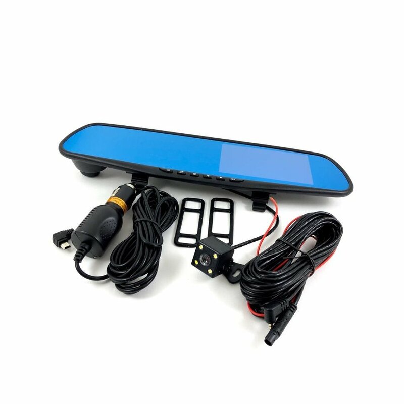 Car DVR mirror vehicle blackbox DVR rear view camera with 5 pins HD and 4 lights, cable 6 m