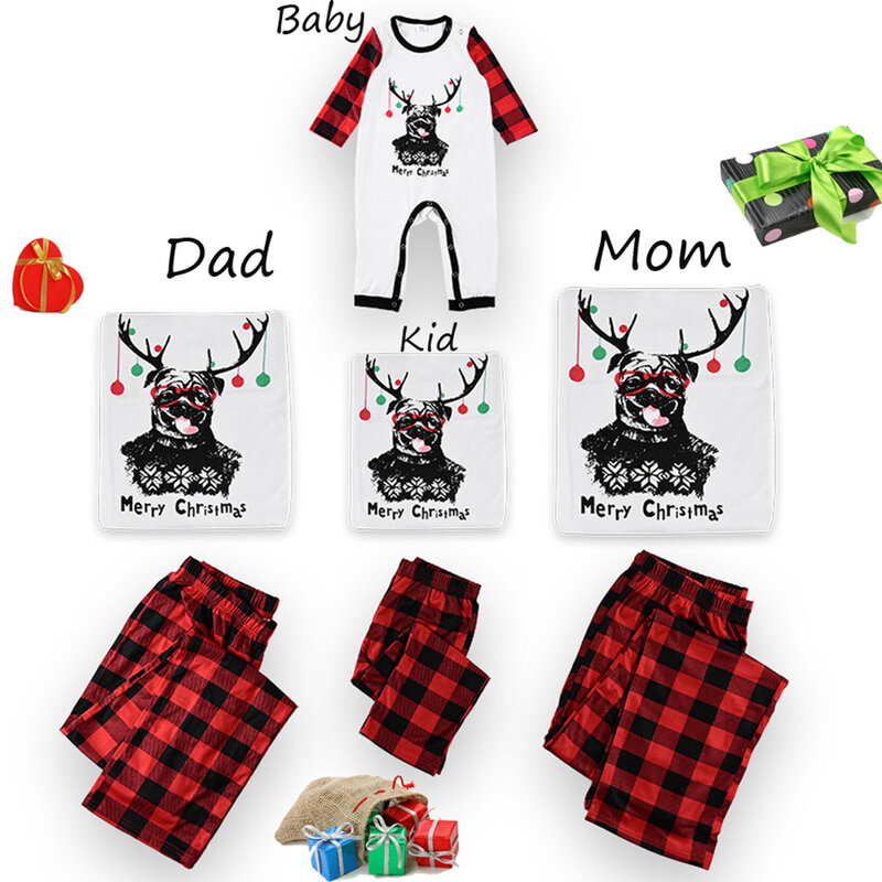 Семейный Рождественский пижамный комплект 2020, семейная Одинаковая одежда с принтом оленя, подарки на Рождество, домашняя одежда для сна, 2 ш...