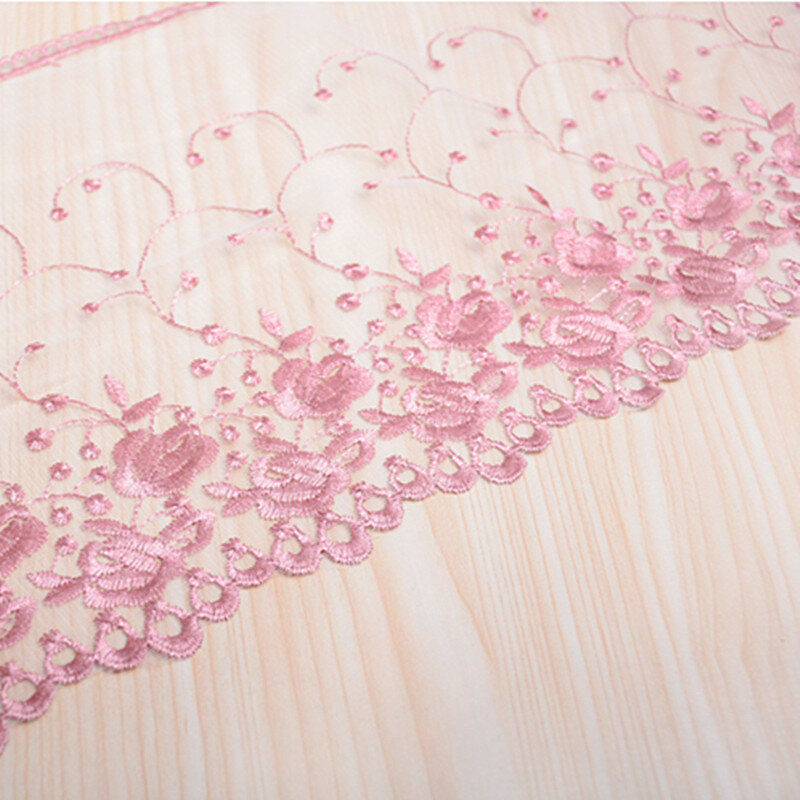 White Mesh Gauze Pink Embroidery Exquisite Lace DIY Ladies Wedding Children s Clothing Fabric Cradle Home Textile Sofa Trim