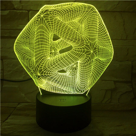 Lámpara 3D abstracta con forma cuadrada y control remoto, Bombilla de visión de 7 colores, decoración para el hogar y mesa de dormitorio, 513