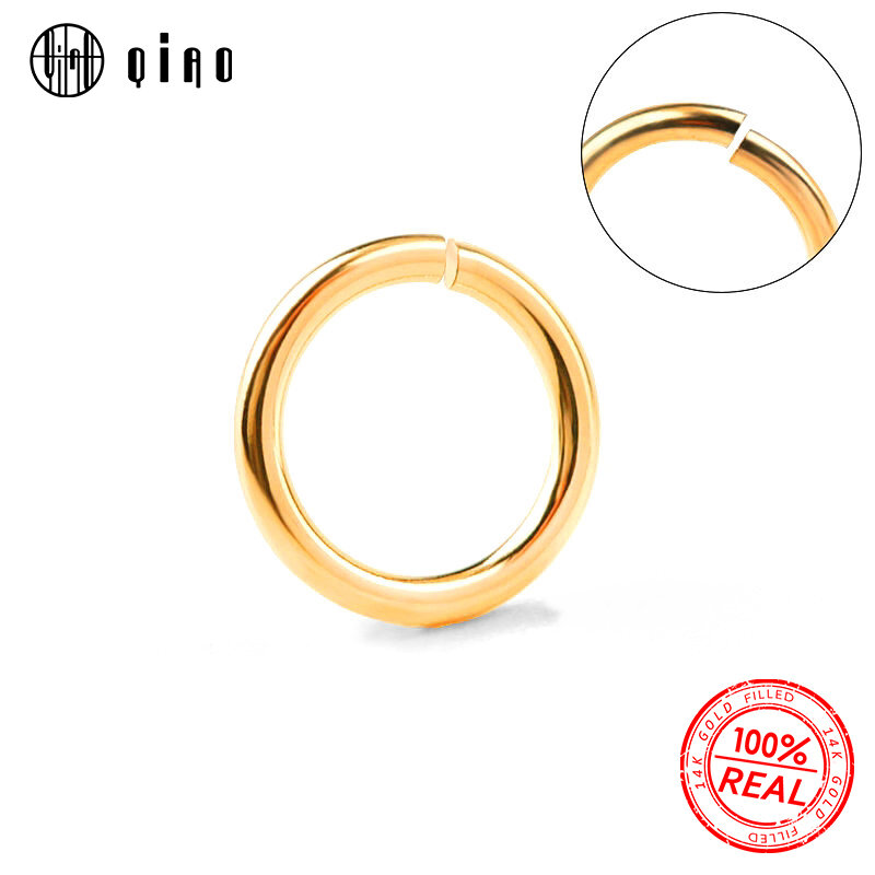 14K Gold Filled Open Jump Rings, Split Ring para fazer chaveiros e braceletes, Resultados Jóias, 0.5mm, 0.64mm, 0.76mm, 0.81mm, 10Pcs