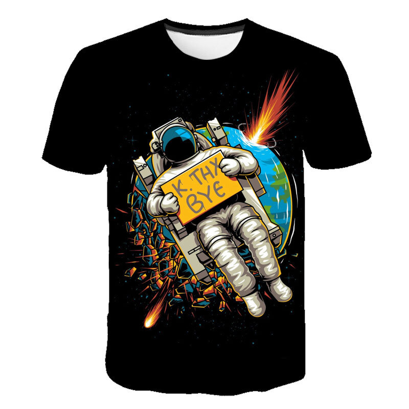 Camisetas con estampado 3D de astronauta para niños y niñas, camisetas de dibujos animados, camisetas de verano para niños, camisetas informales para niños pequeños