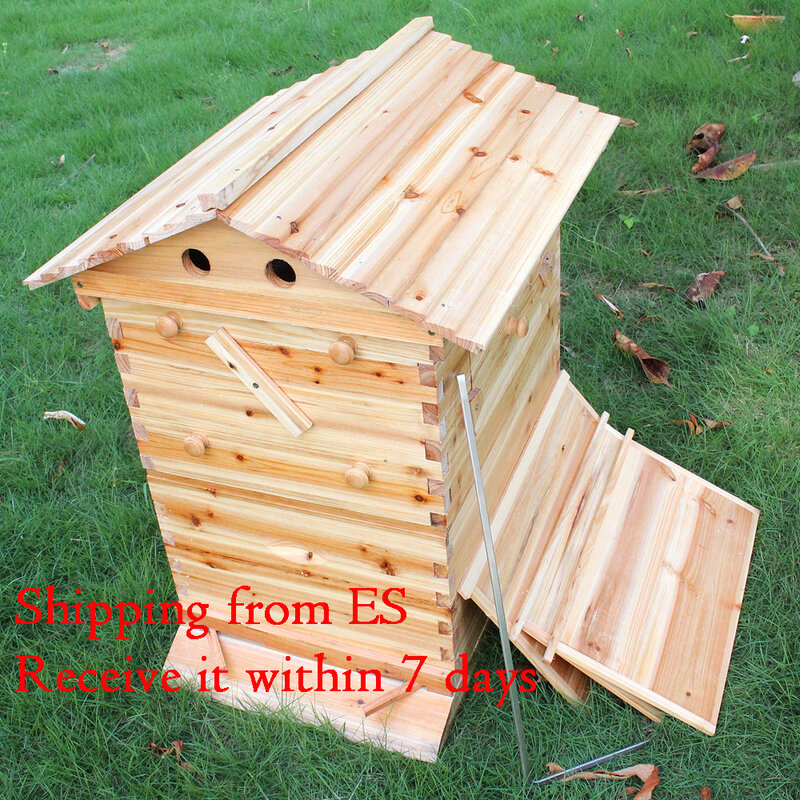 Automatique en bois abeille ruche maison en bois abeilles boîte apiculture équipement apiculteur outil 66*43*26cm haute qualité pour abeille ruche approvisionnement