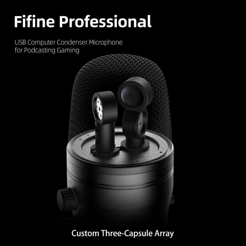 FIFINE Mikrofon Perekaman USB Mikrofon Podcast Komputer untuk PC/PS4/Mac, Empat Pola Pickup untuk Vokal, Gaming,ASMR,Zoom-class(K690)