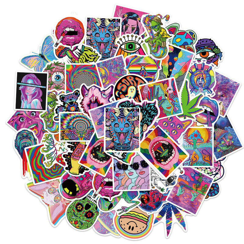 10/30/50Pcs Cartoon Psychedelische Gothic Cool Stickers Esthetische Kunst Graffiti Decals Auto Skateboard Gitaar Speelgoed Sticker voor Kids