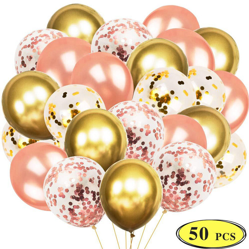 Baby Shower Party ślubna dekoracja rocznicowa balon w kolorze różowego złota konfetti metaliczny balon zestaw 12 cali zabawki dla dzieci