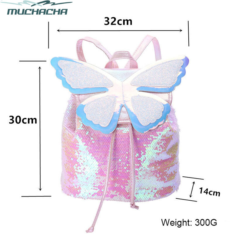 Mode voyage dessin animé hologramme paillettes adolescent filles papillon cordon sac à dos épaule sac d'école sac à dos sac à dos