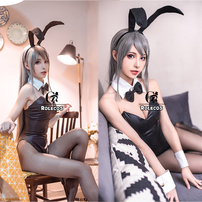 Rolecos Anime Sakurajima Mai Cosplay Kostum Halloween Seksi Hitam Wanita Jumpsuit Bajingan Tidak Bermimpi Of Bunny Girl Senpai