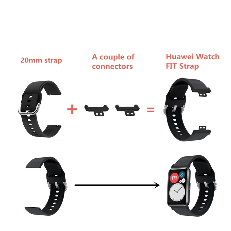 20mm Metal Watch Band Connector For Huawei Galaxy Watch Fit Watch Band Adapter Smart Wristband Adapter Connection Accessories