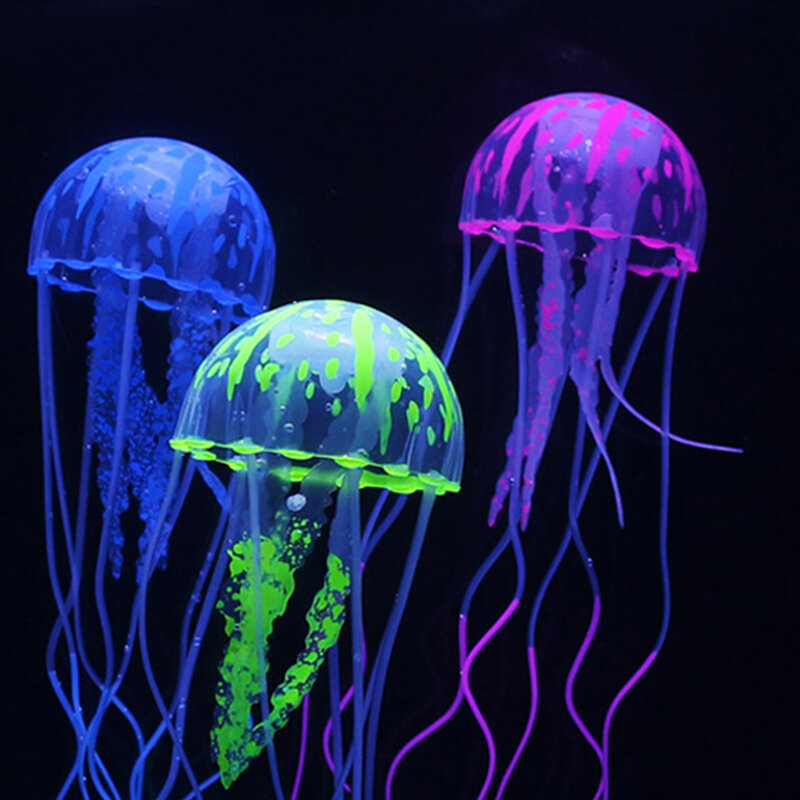 Fish tank simulation jellyfish aquarium landscaping decoration floating fluorescent colorful jellyfish to accompany children toy