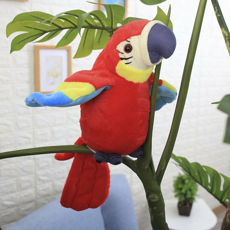 Electronic Talking Parrot Plush ของเล่นน่ารักพูดและบันทึกซ้ำปีก Waving ไฟฟ้านกตุ๊กตาของเล่นตุ๊กตาของเล่นเด็ก