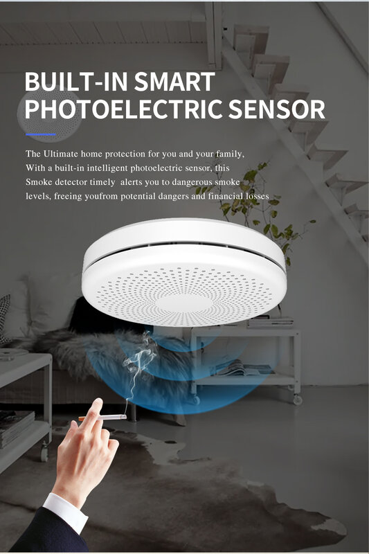 Carbon Monoxide Smart Smoke Detector Leak Fire Alarm 2 In 1 Sensor Home Security Protection Smart House APP Control Tuya WIFI