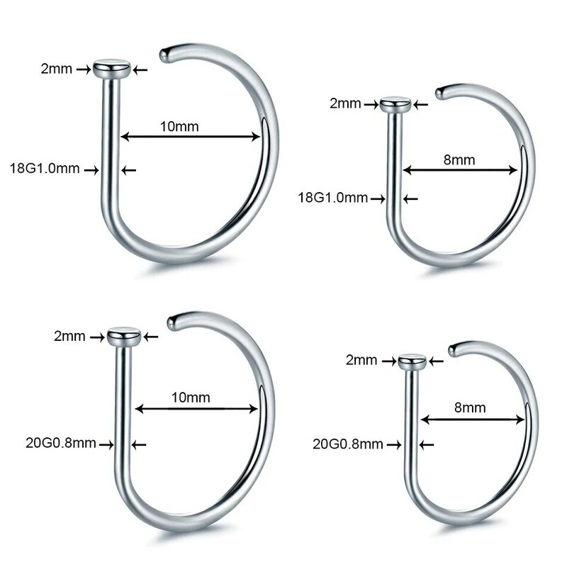 1PC ASTM F136ไทเทเนียมปลอมจมูกเจาะ18G 20G D Tragus Helix Nariz ต่างหู Hoop septum แหวนจมูกเครื่องประดับ