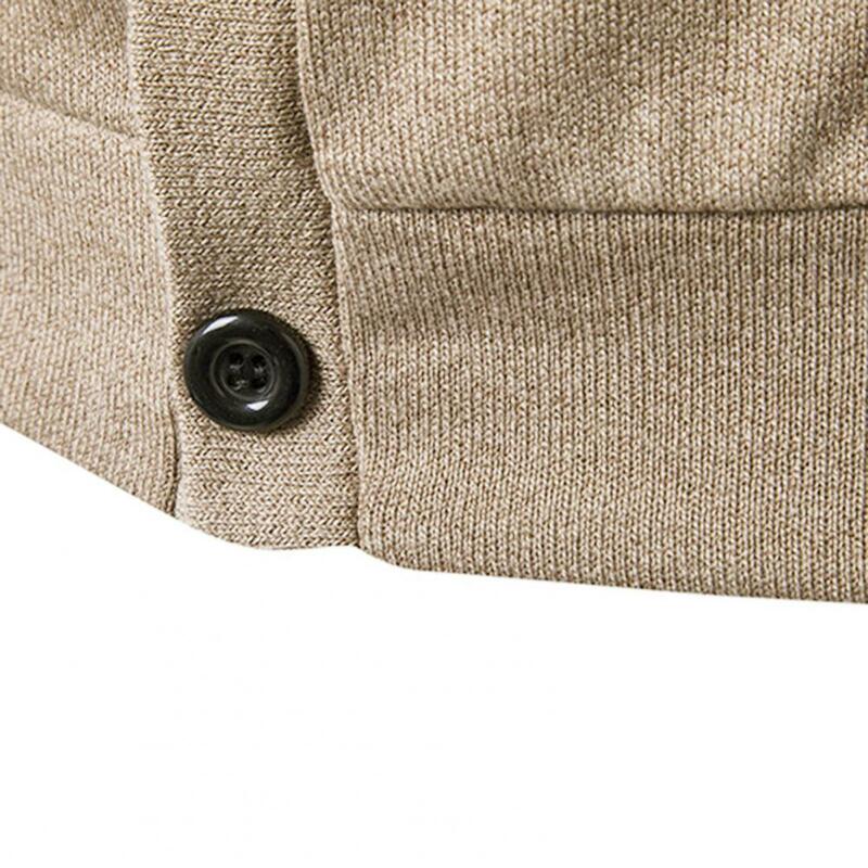 Pull cardigan à manches longues pour hommes, manteau vintage, boutons, col en V, monochromatique, document, tricot, automne, hiver