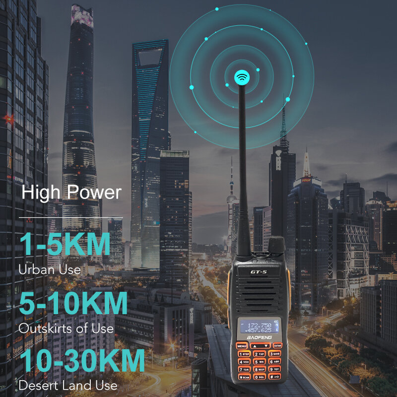 2021 BF GT-5 10W Walkie Talkie Baofeng daleki zasięg 10 KM dwukierunkowe Radio krótkofalowe Dual PTT hf Transceiver przenośne radia Upgrade nowość