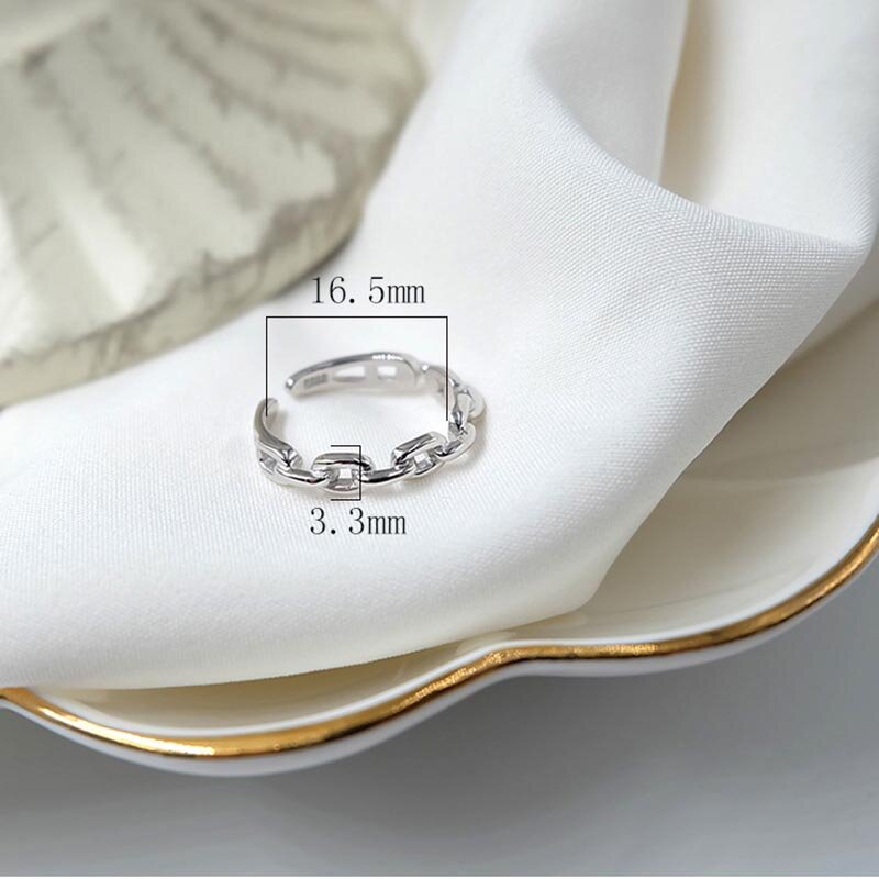 XIYANIKE 925 เงินสเตอร์ลิงสร้างสรรค์ห่วงโซ่แหวนสำหรับสตรี VINTAGE Geometric Handmade เครื่องประดับปรับ