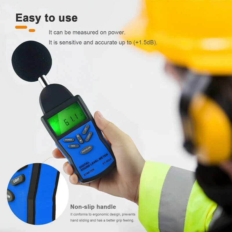 Digital Sound Level Meter,Decibel Meter Druk Niveau Reader (Spl) met 30-130dB Noise Audio Volume Monitoring Test Db Decibel