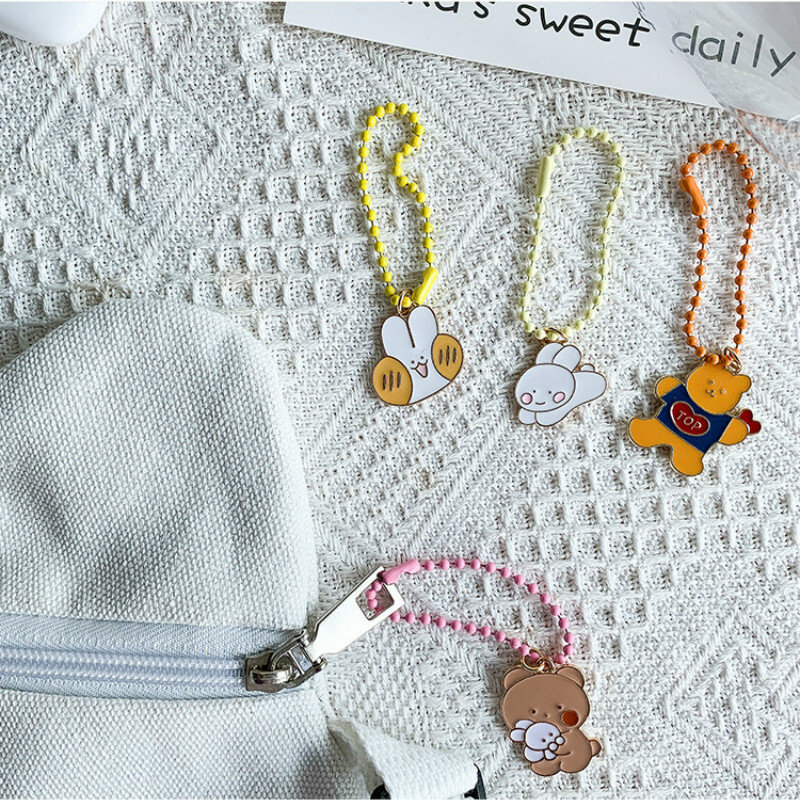 Porte-clés de sac à vent ins de corée, ornements en métal, mignon, dessin animé, pendentif d'étudiant, porte-clés fille, fournitures kawaii
