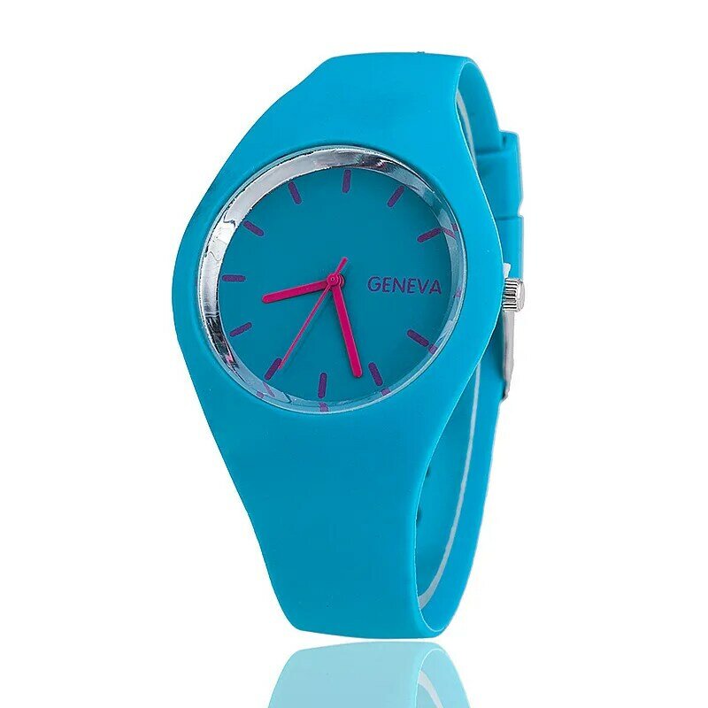 Reloj ultrafino de colores para hombre y mujer, pulsera de gelatina de Color crema, regalo de moda, correa de silicona, para ocio, Geneva