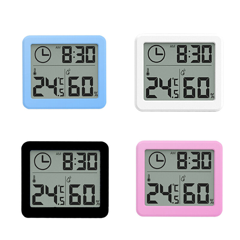 Digital Temperature Humidity Clock Big LCD Electronic Thermometer Hydrometer Meter With Stand Hygrometer Humidity Gauge Digital