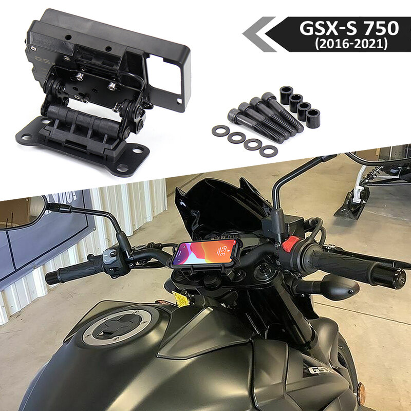 GSX-S750 в байкерском стиле черного цвета мобильный телефон держатель GPS Подставка Кронштейн для Suzuki GSX-S 750 2016 2017 2018 2019 2020 2021