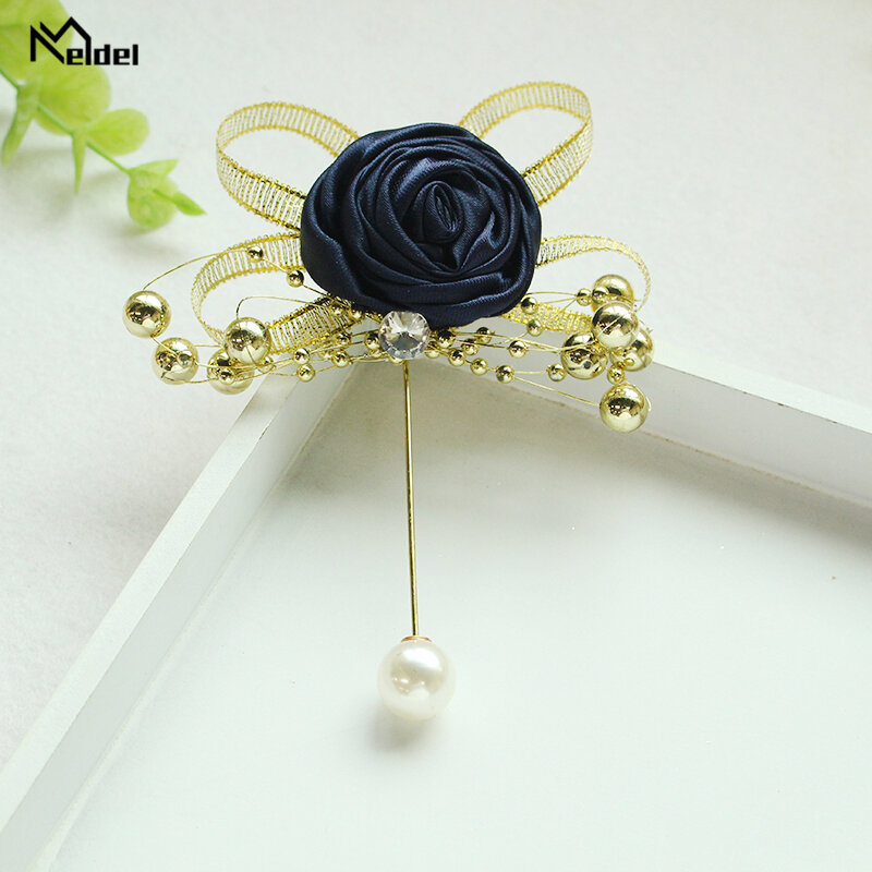 Meldel Groom Boutonniere Flower Mens Corsage Brooch Fake Pearl Girl Corsage Wedding Planner Supplies Prom Party Meeting Decor