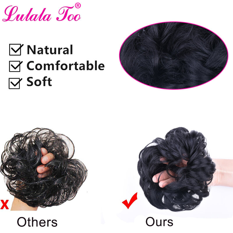 Synthetic Curly Messy Rose Bun Hair Pieces Scrunchie Chignon Elastic Hair Rope Rubber Band Ponytail Hair For Women and Kids