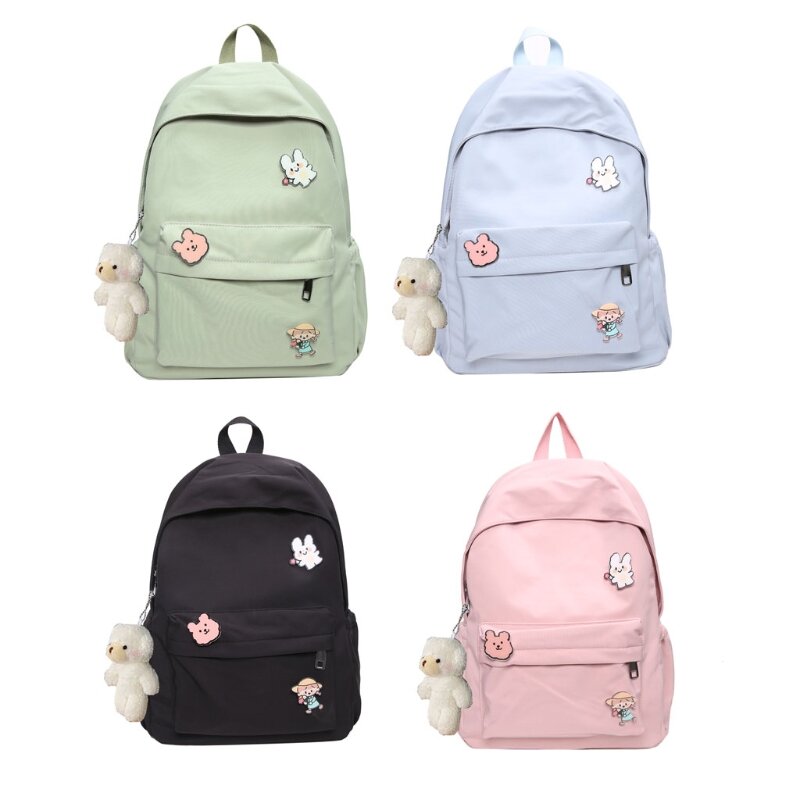 M4YF Casual Backpacks Women Solid Color Women Shoulder Bag Nylon Teenage Girl School Bags Student Backbag