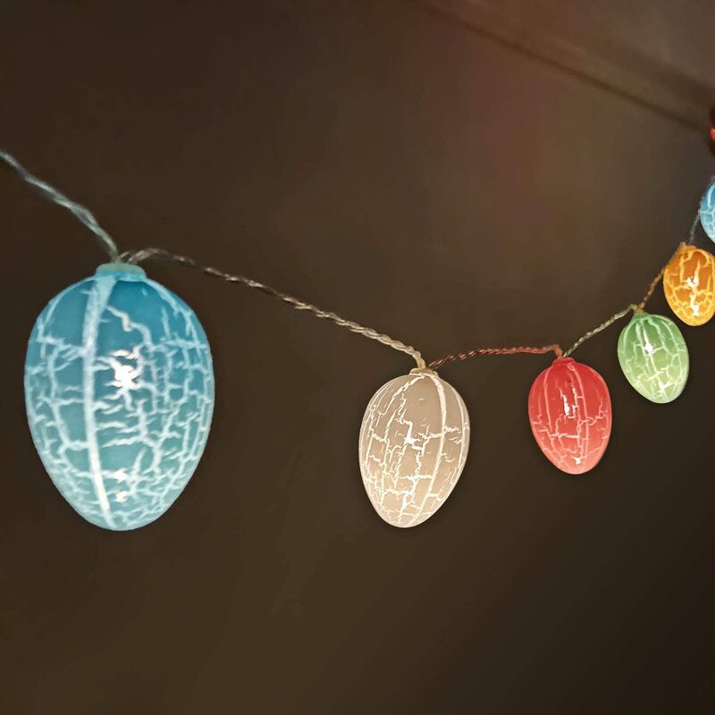 PheiLa-guirnalda de luces LED con forma de huevo para decoración de primavera, luces decorativas de Pascua con batería, 10 pies, 20 LED