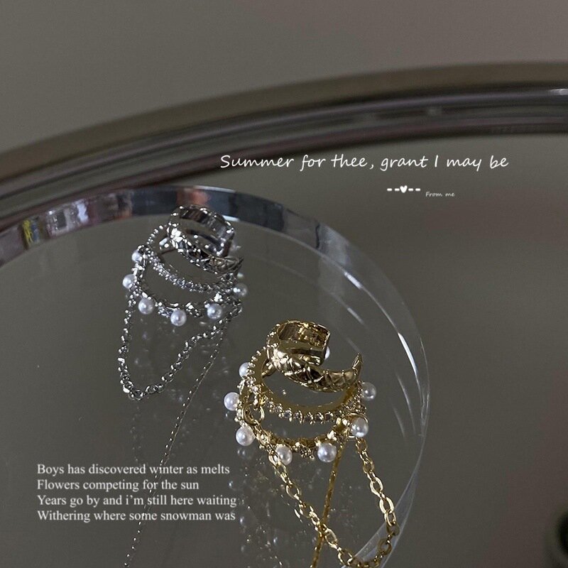 HALLO MANN Koreanische Klassische Micro-Intarsien Kristall Perle Quaste Ohr Knochen Clip Frauen Kreative Charme Hochzeit Bankett Schmuck