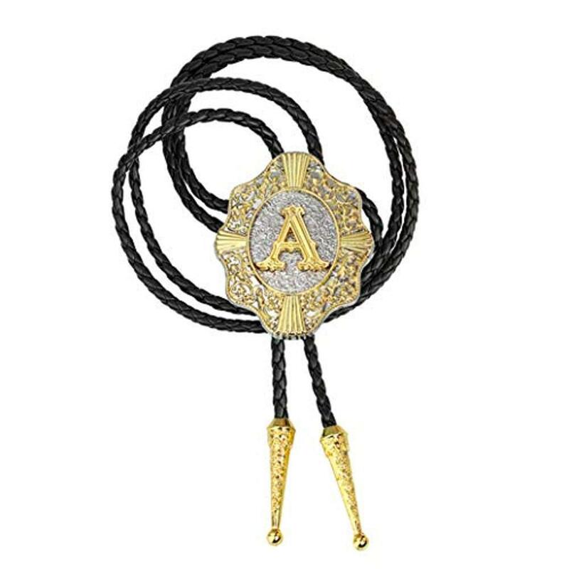 Letter ABCDEFG-Z bolo tie for man Indian cowboy western cowgirl leather rope zinc alloy necktie