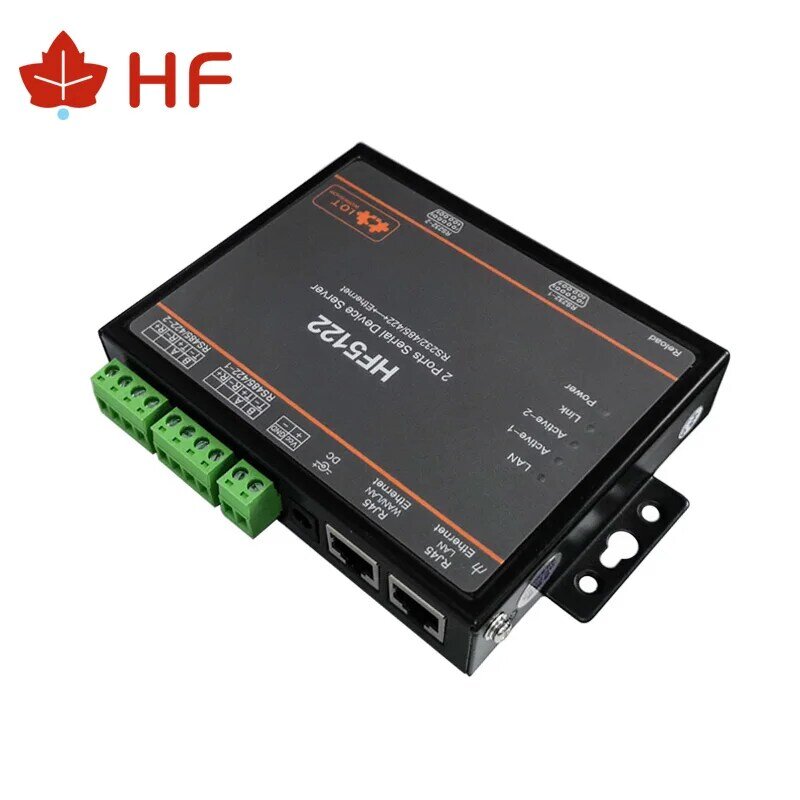 Hf5122 Rj45 Rs232/485/422 To Ethernet Free Rtos 2 Port Transmission Converter Server（equal To 2pcs Hf5111b）
