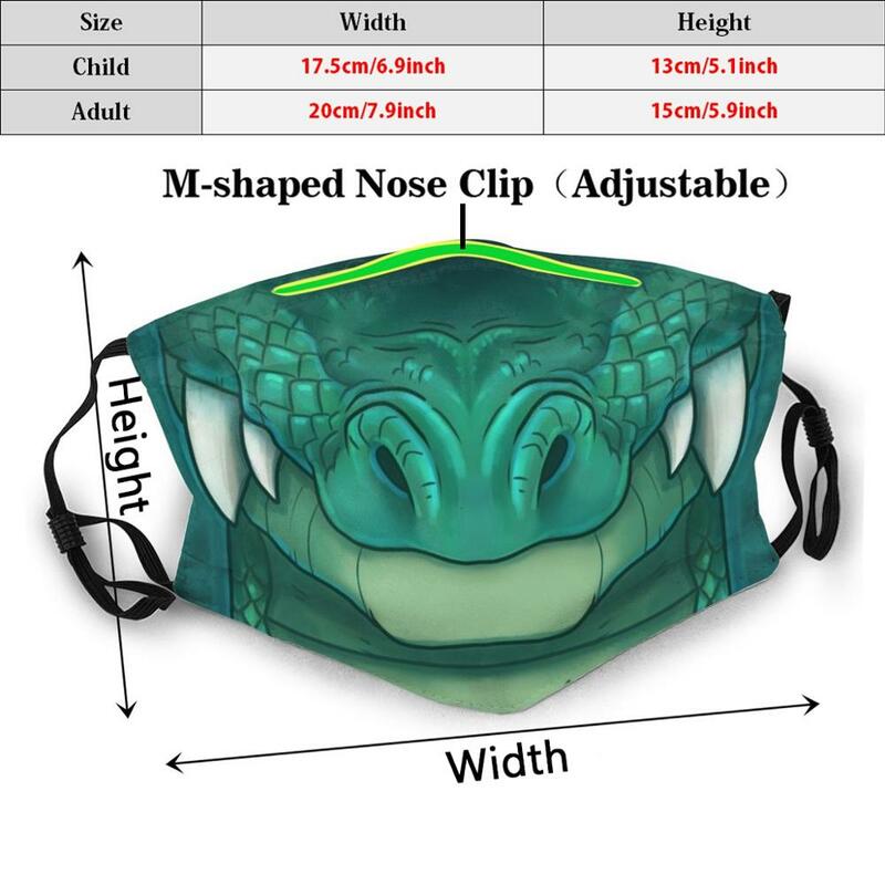 Masker Mulut Anti Debu Filter Yang Dapat Dicuci Gambar Naga Hijau Pembantu Tohru Wajah Fantasi Moncong