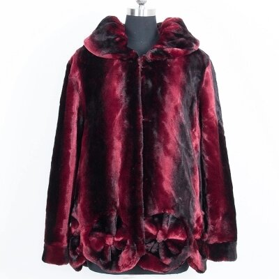 Cappotto in pelliccia di alta qualità lungo inverno medio vino rosso Plus Size di alta qualità