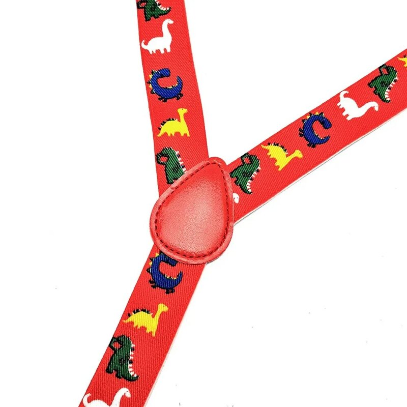 조정 가능한 붉은 공룡 동물 프린트 멜빵 교정기, 성인 아기, 소년, 소녀, 남녀공용, 2.5cm 와이드, 3 클립