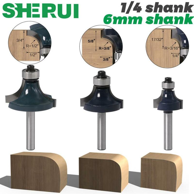 1pcs 6mm shank 1/4" shank Corner Round Over Router Bit with BearingMilling Cutter for Wood Woodwork Tungsten Carbide