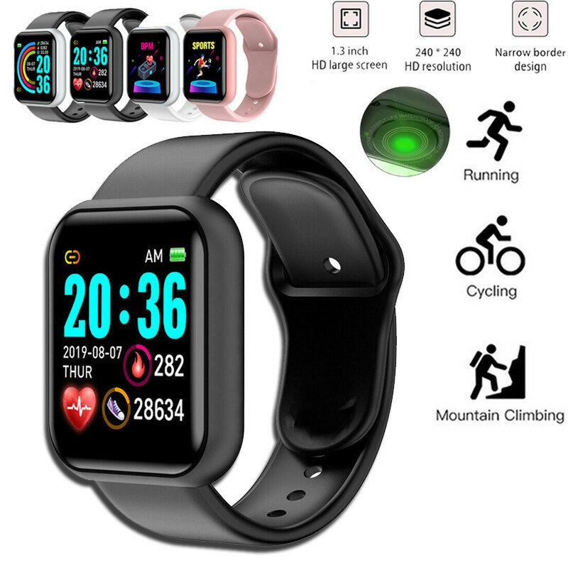 Reloj Digital para hombre y mujer, pulsera inteligente con control del ritmo cardíaco y de la presión sanguínea, resistente al agua IP67, para Android e IOS
