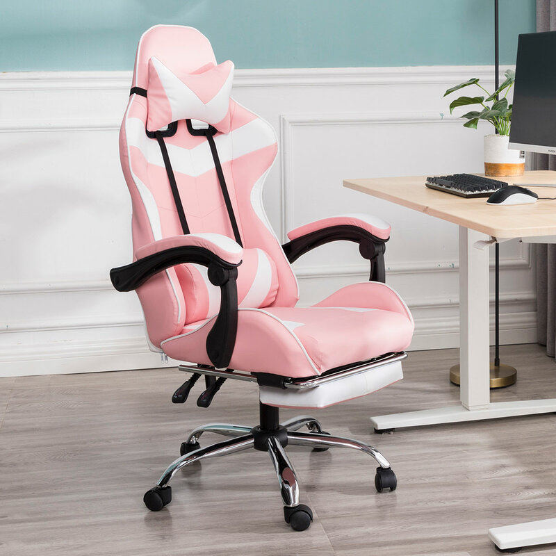Fauteuil de jeu de course en cuir PU fauteuil inclinable ergonomique à dossier haut avec repose-pieds mobilier de chaise d'ordinateur professionnel 5 couleurs