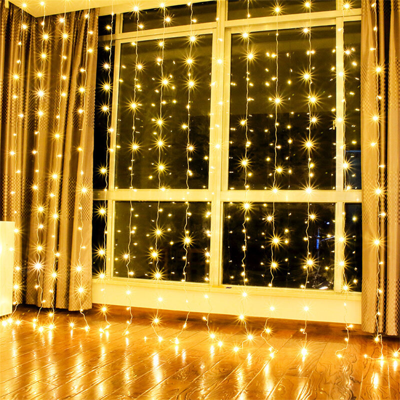 3x1m 3x2m 3x3m cortina de janela luz da corda do icicle com controle remoto ao ar livre natal led luz de fadas festa de casamento jardim guirlanda