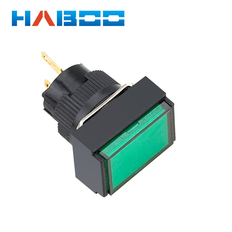 HABOO-luz indicadora Rectangular de 16mm, lámpara de señal de 12V 24V, 2 pines