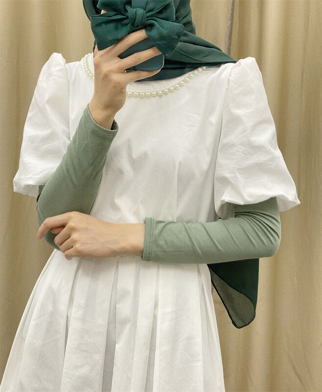 Maniche da braccio per abbigliamento islamico da donna malesia copertura da donna protezione solare UV Base modale musulmana manica morbida elasticizzata regolabile