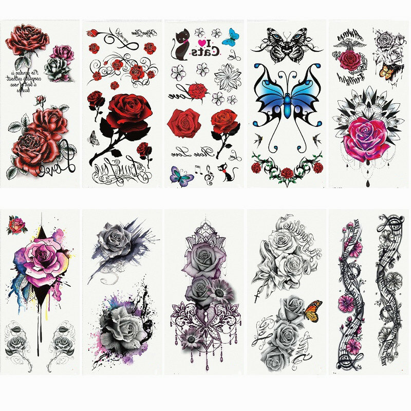 Hot 1PC Tattoo Aufkleber Mode Blumen Frauen Wasserdichte Temporäre Tattoo Festival Arm Körper Kunst kinder Erwachsene Hand Tatoo