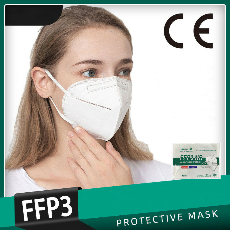 10-100 sztuk FFP3 NR maski na usta Anti-PM2.5 wielokrotnego użytku składany 5 warstw filtracji niezależne opakowanie z certyfikatem CE